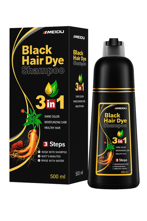 Champú Tinte negro 2 en 1 – Lava, Tiñe y Cubre Canas al Instante