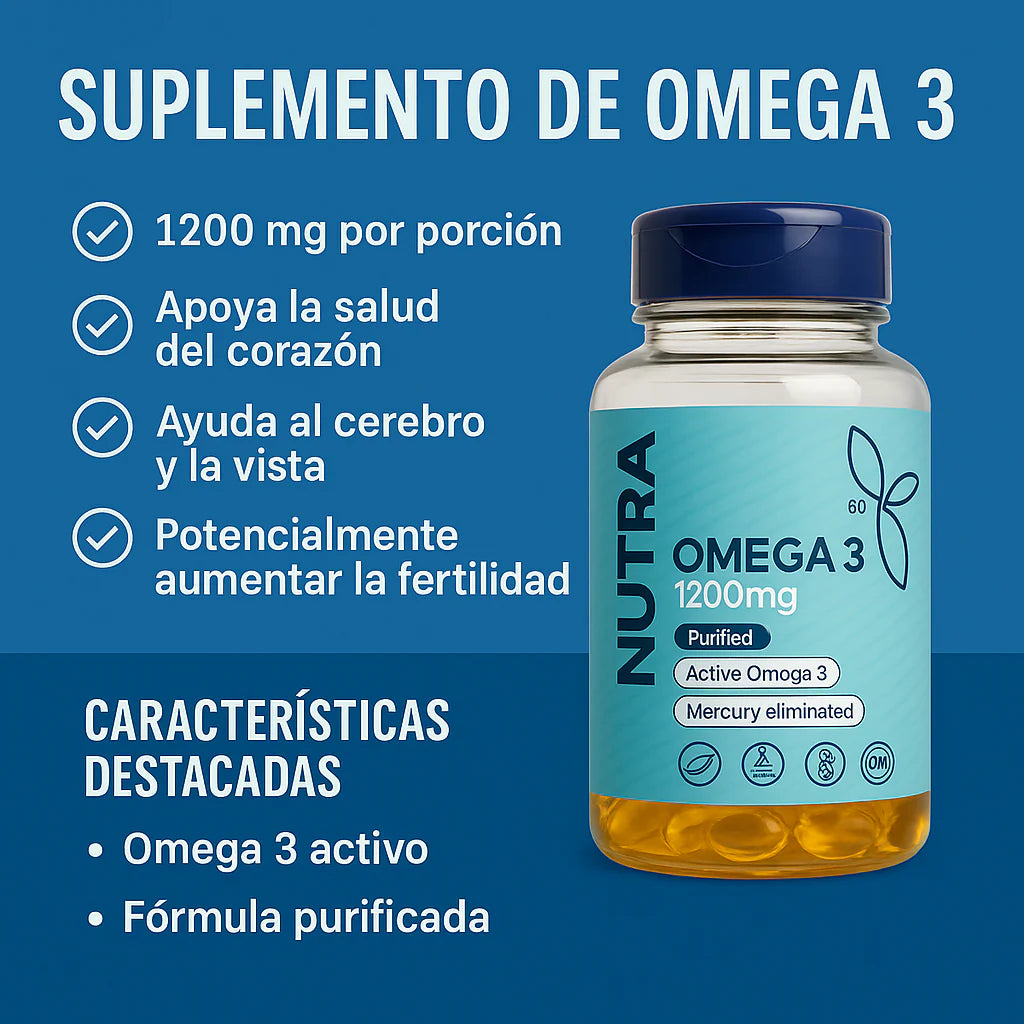 CUIDA TU CORAZON, MENTE Y CUERPO CON OMEGA 3 de alta potencia.