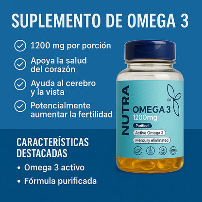 CUIDA TU CORAZON, MENTE Y CUERPO CON OMEGA 3 de alta potencia.