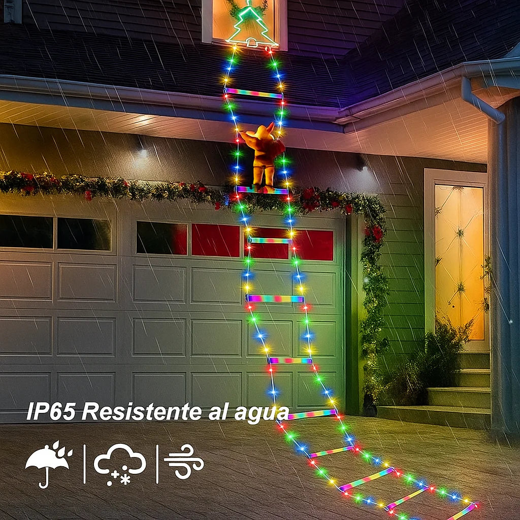 Escalera LED Navideña – ¡SANTA CLAUS ESCALANDO.! ✨