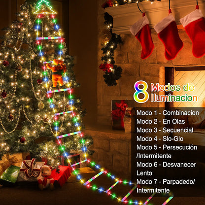 Escalera LED Navideña – ¡SANTA CLAUS ESCALANDO.! ✨